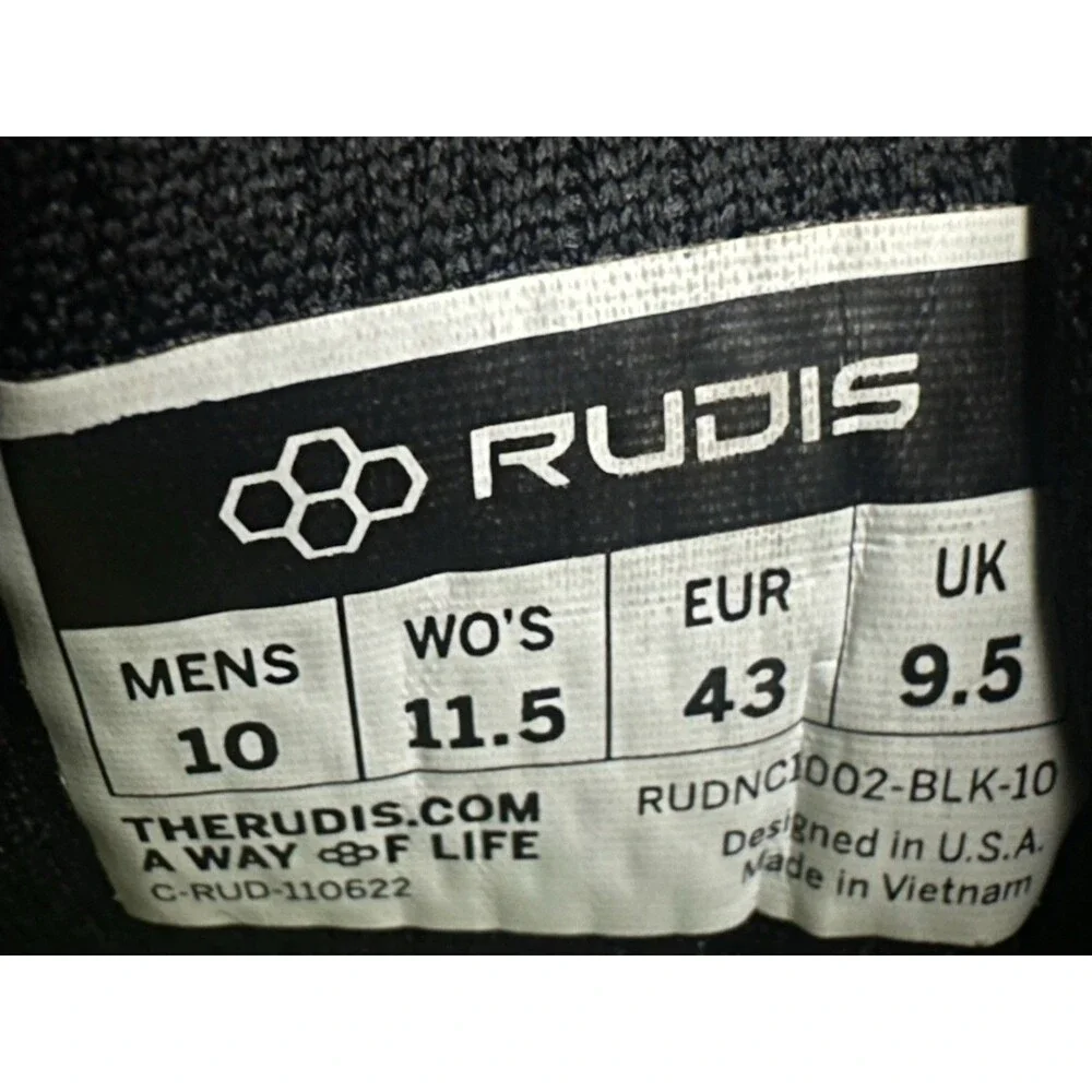 RUDIS Journey Knit Trainer Mens 10 Womens 11.5 Black Sneakers Shoes Athletic